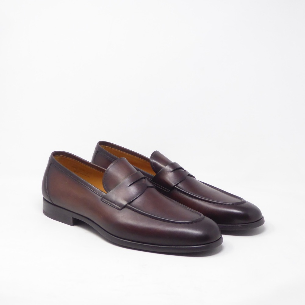 Magnanni Flex Mens Penny Loafers Dress Shoes Brown Leather Size 13